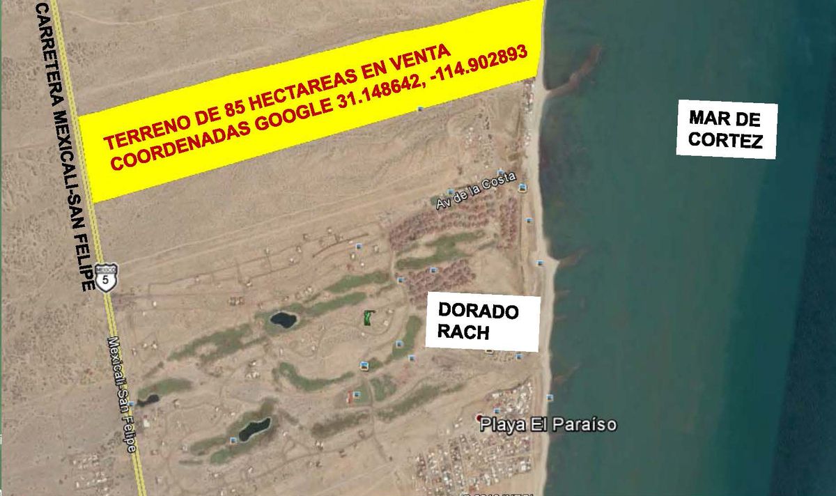 Terreno de 85 hectáreas sobre carretera Mexicali – San Felipe