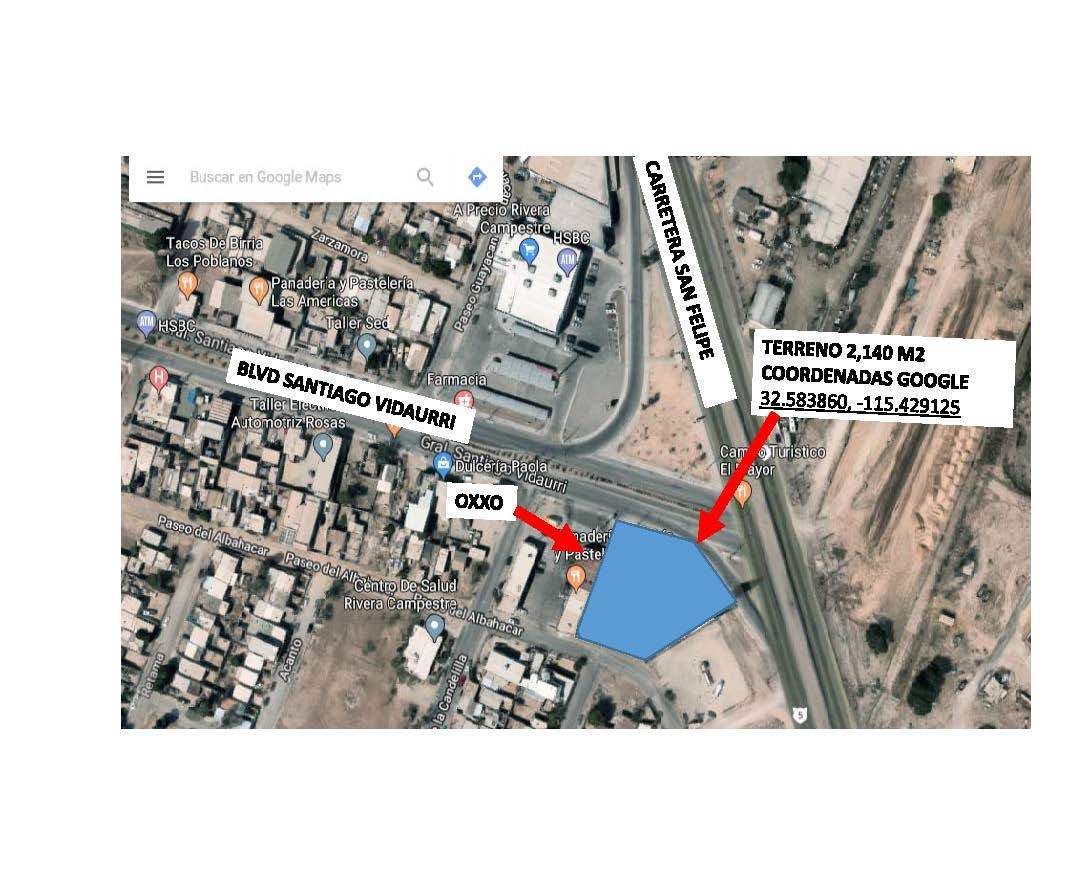 Se vende terreno de 2,140 m² casi esquina Carretera San Felipe