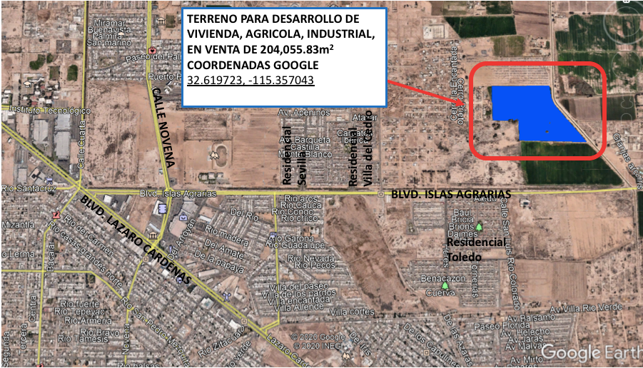 Terreno comercial de 204,055m² en Col. Abasolo