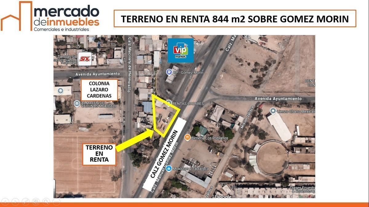 Se renta Terreno de 844 m2 Sobre Calz Gomez Morin