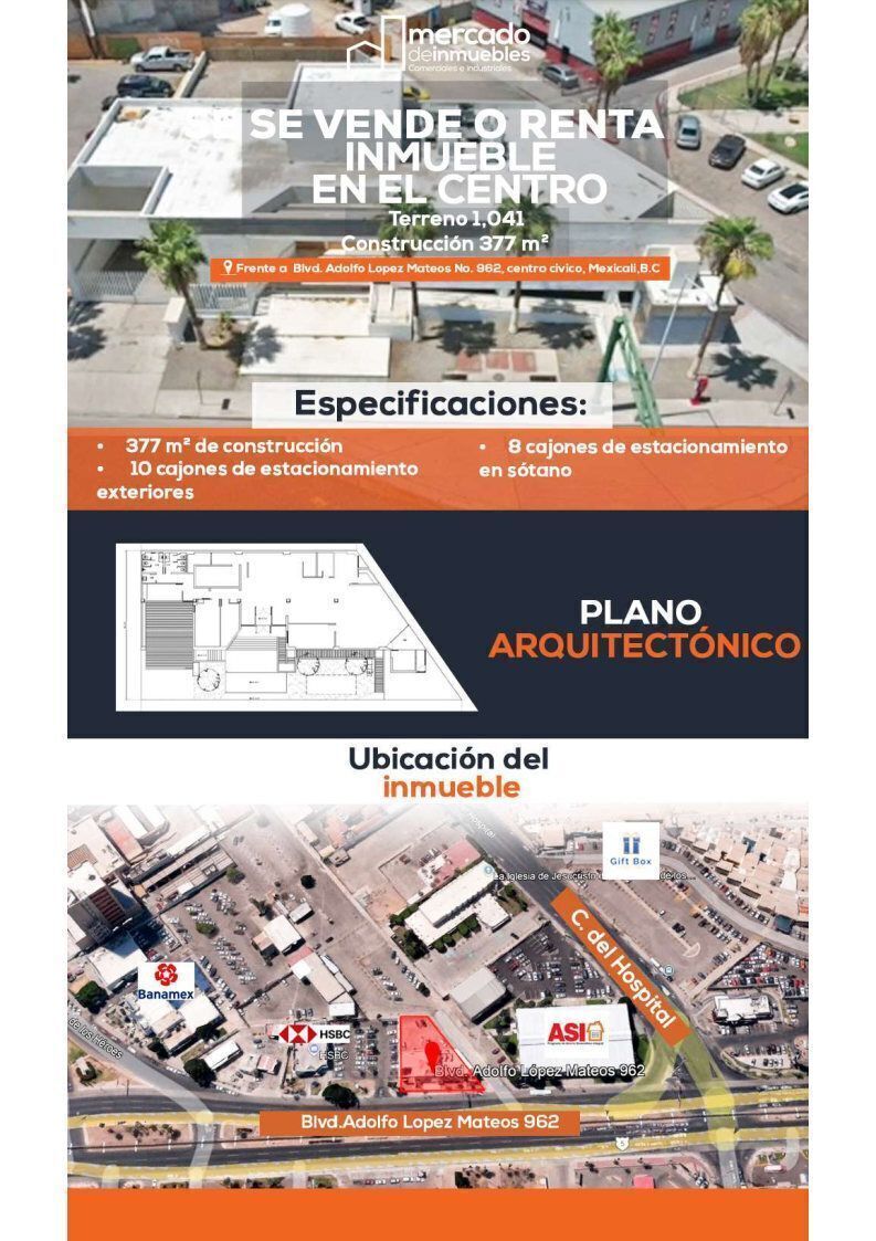 ‼Se renta Inmueble Comercial, sobre Lopez Mateos, frente Smart final, Mexicali!!